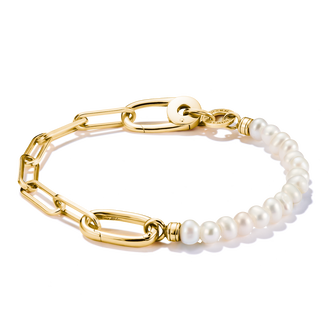 Charm bracelet paperclip and pearls with Connect link gold-plated from the  collection in the THOMAS SABO online store