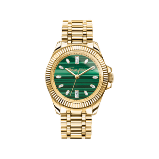 Gold-coloured ladies&#39; watch Divine Jewellery Stone with green malachite from the  collection in the THOMAS SABO online store